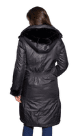 Womens Black Warm Quilted Hooded Winter Coat db5002
